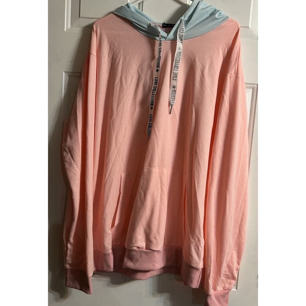 Zaful Hoodie Women’s Size XXL Pink & Blue Lightweight Lounge CoverUp Summer New